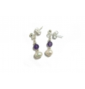 Purple Amethyst and Pearl Drop Earrings